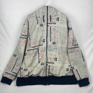 ESPN Zip Up Sweater Jacket Mens 2XL XXL Black Hooded Double Sided Sweatshirt